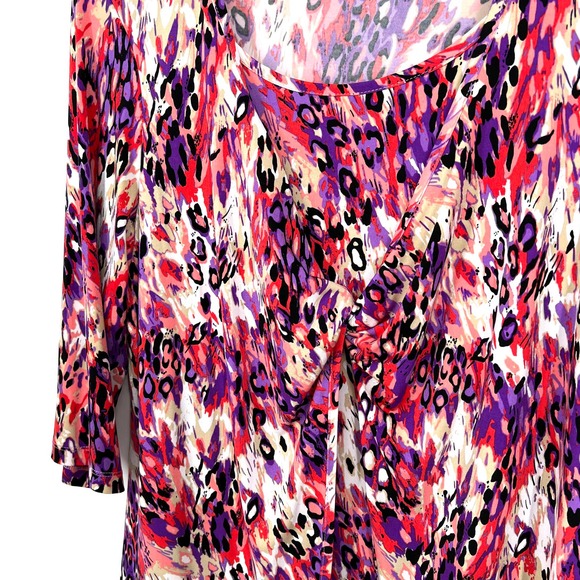 NWOT JMS Just My Size Plus 2X 18W 20W Stretchy Pink Purple Blouse Shirt Top - Picture 3 of 7